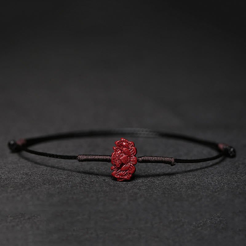 Cinnabar Bracelet with Pixiu for Luck & Protection