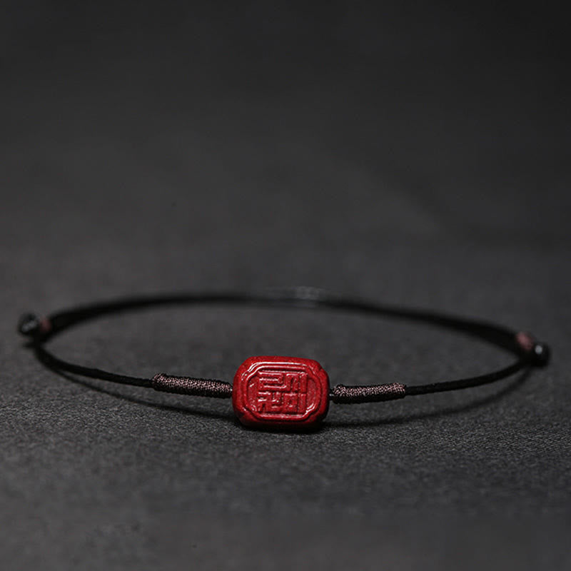 Cinnabar Bracelet with Pixiu for Luck & Protection