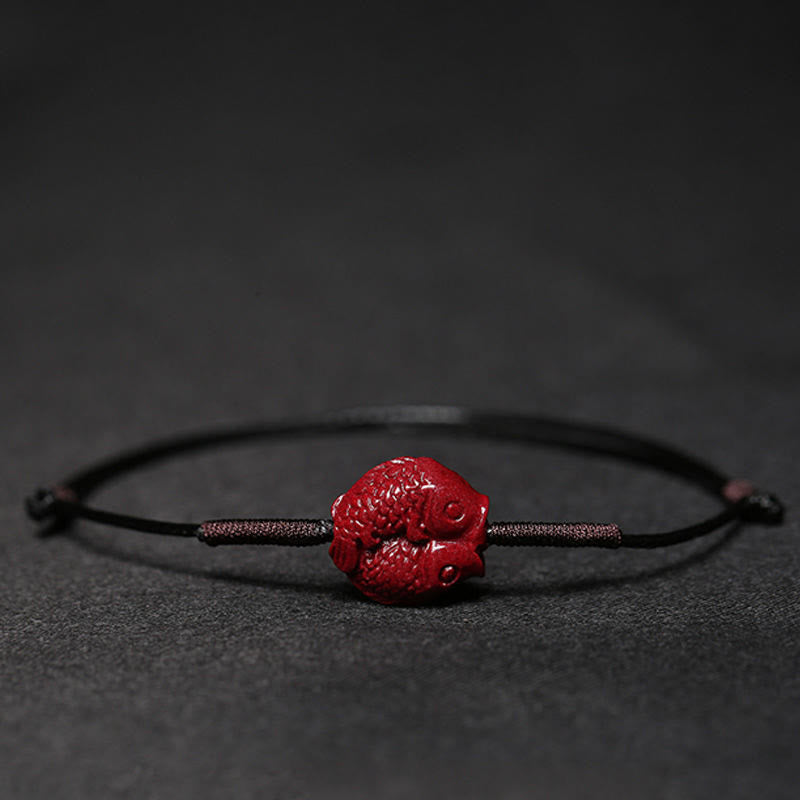 Cinnabar Bracelet with Pixiu for Luck & Protection