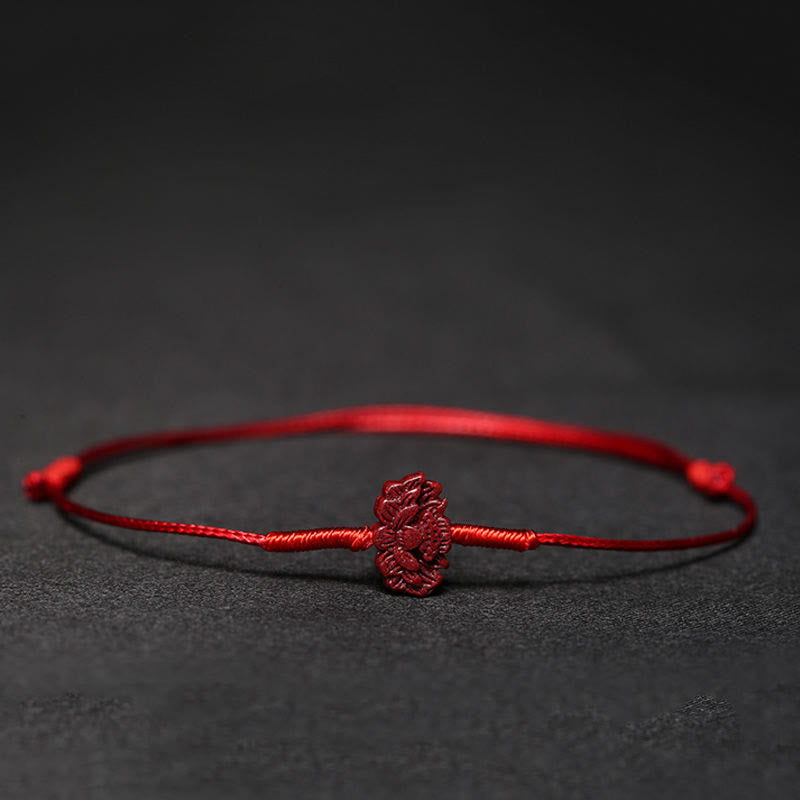 Cinnabar Bracelet with Pixiu for Luck & Protection