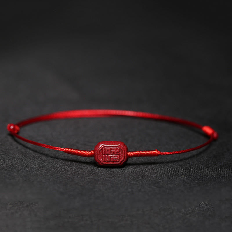 Cinnabar Bracelet with Pixiu for Luck & Protection