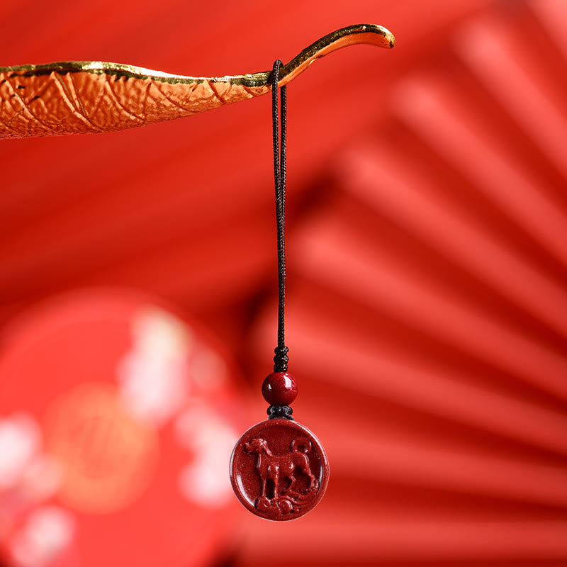 Cinnabar Chinese Zodiac Necklace for Calm & Balance