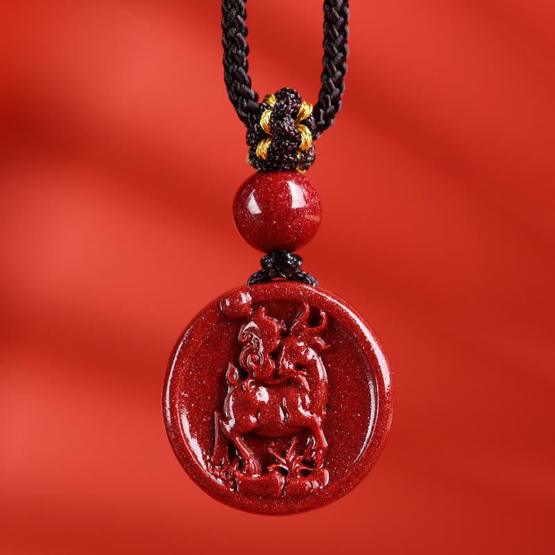 Cinnabar Chinese Zodiac Necklace for Calm & Balance