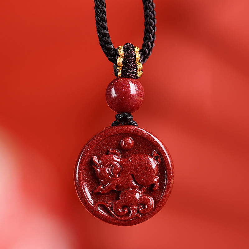 Cinnabar Chinese Zodiac Necklace for Calm & Balance