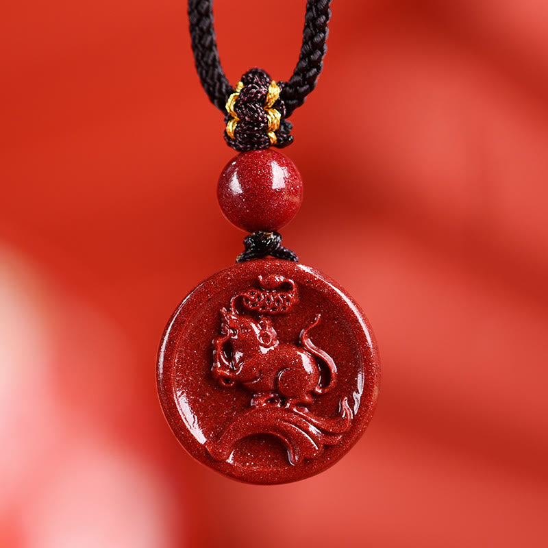 Cinnabar Chinese Zodiac Necklace for Calm & Balance