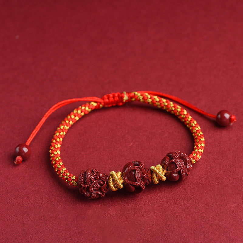 Cinnabar Chinese Zodiac Red String Bracelet for Luck & Protection