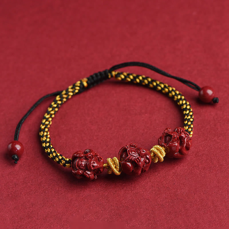 Cinnabar Chinese Zodiac Red String Bracelet for Luck & Protection