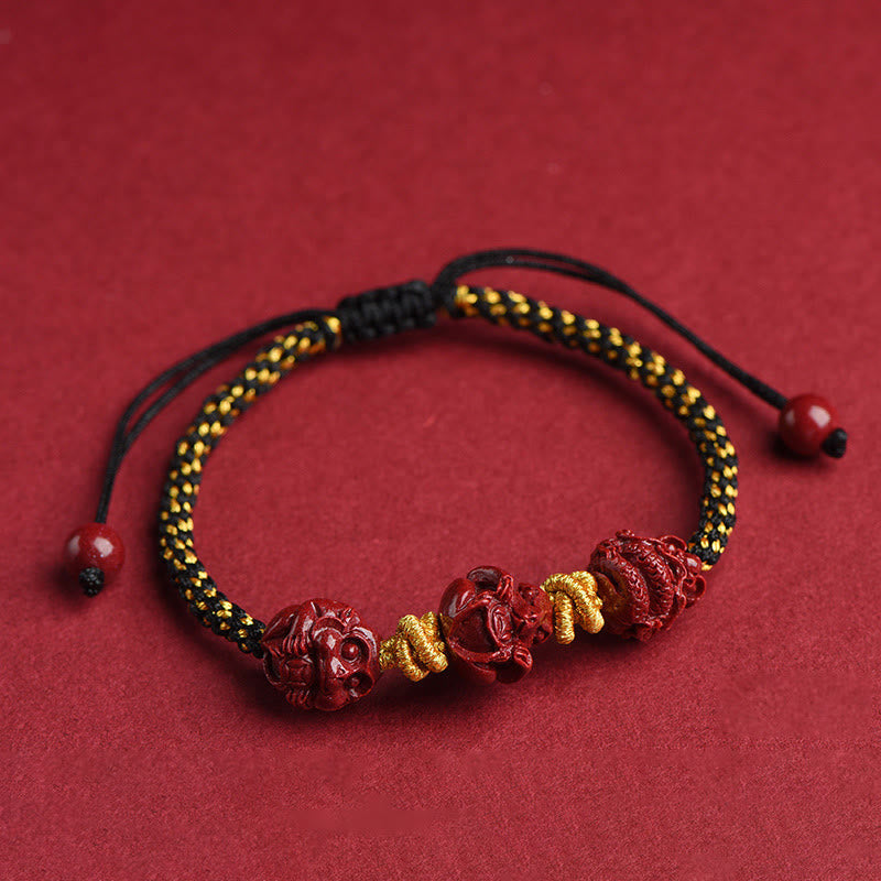 Cinnabar Chinese Zodiac Red String Bracelet for Luck & Protection