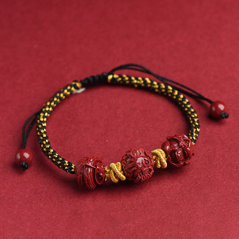 Cinnabar Chinese Zodiac Red String Bracelet for Luck & Protection
