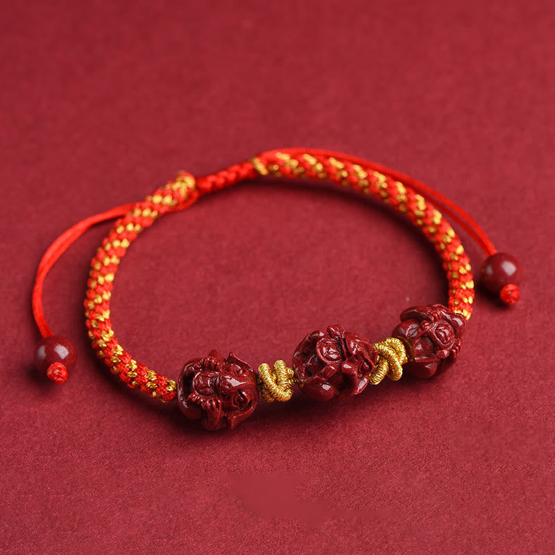 Cinnabar Chinese Zodiac Red String Bracelet for Luck & Protection