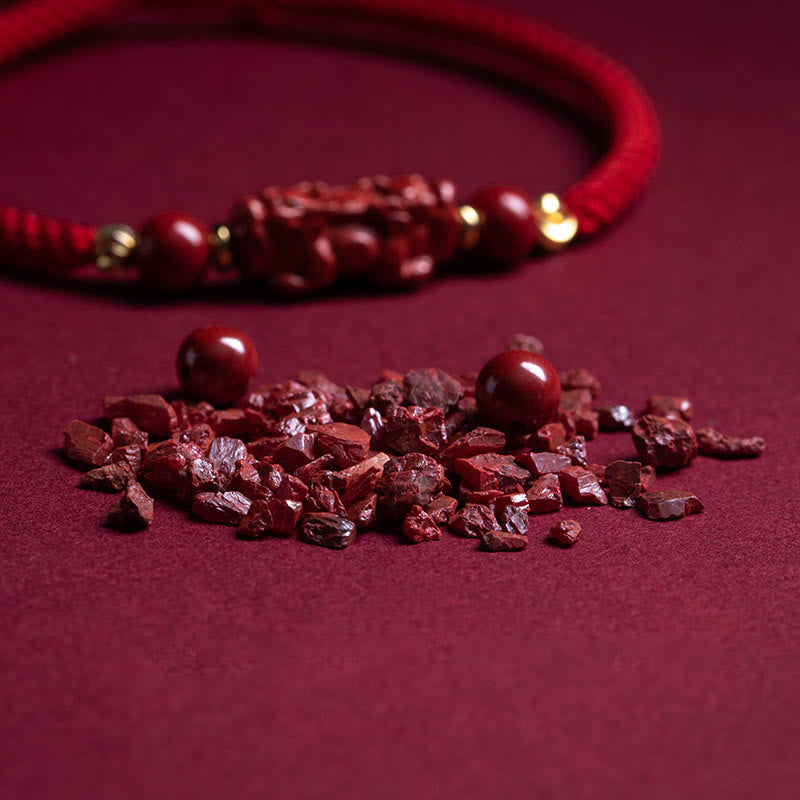 Cinnabar Fu Character 14-20cm Red String Braided Bracelet