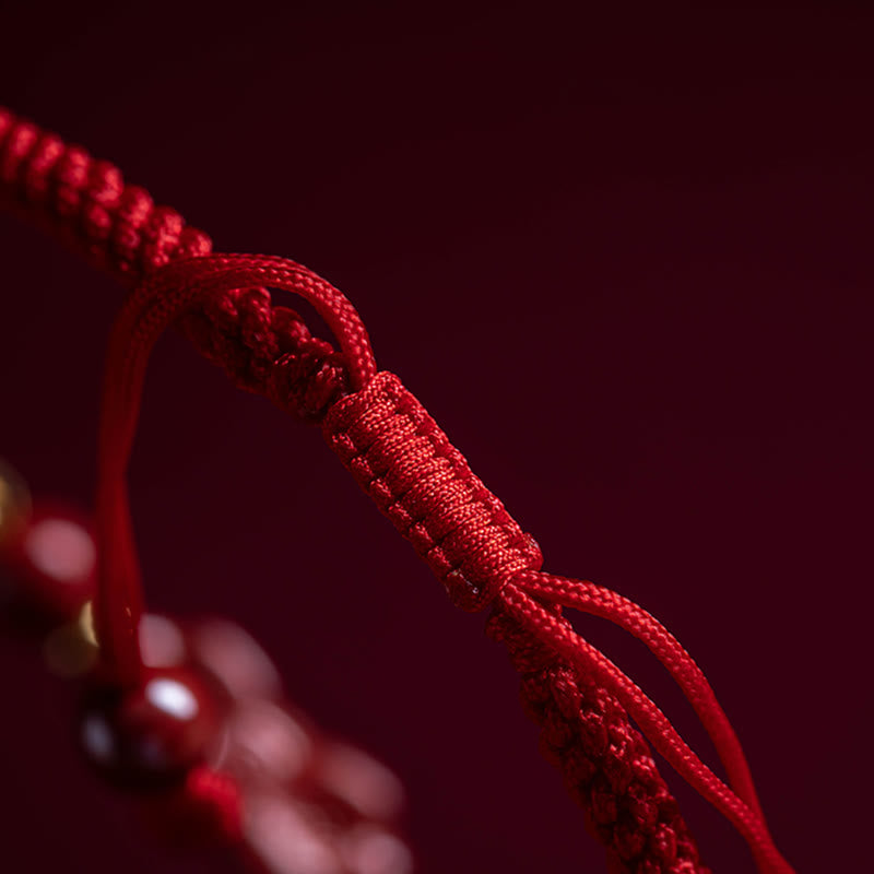 Cinnabar Fu Character 14-20cm Red String Braided Bracelet