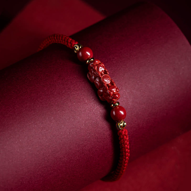 Cinnabar Fu Character 14-20cm Red String Braided Bracelet