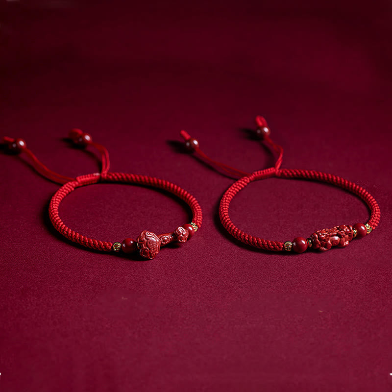 Cinnabar Fu Character 14-20cm Red String Braided Bracelet
