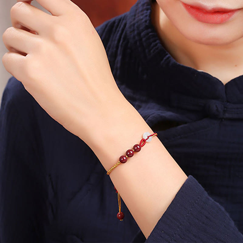 Cinnabar Jade Bracelet with Peace Buckle for Calm & Blessing