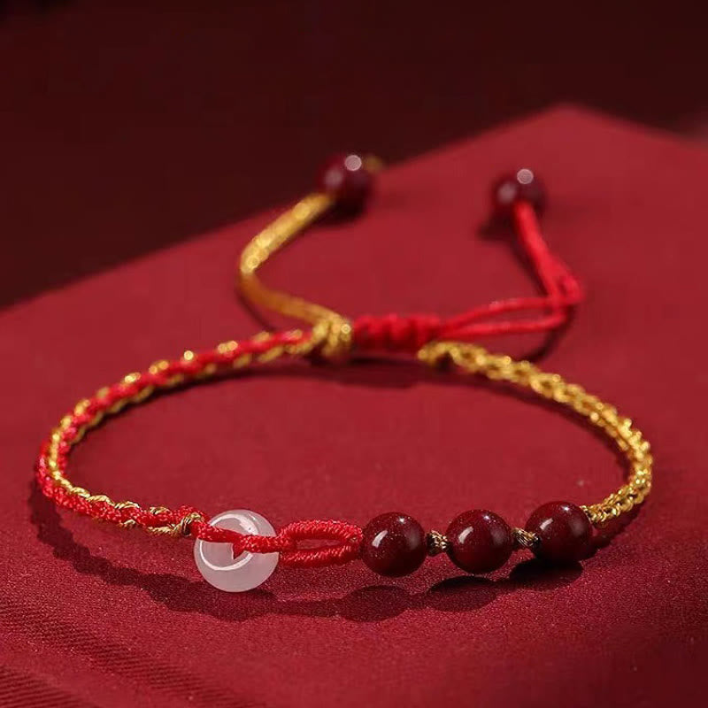 Cinnabar Jade Bracelet with Peace Buckle for Calm & Blessing