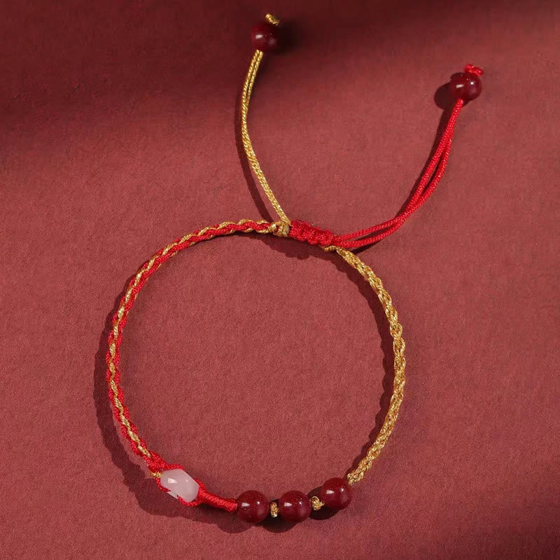 Cinnabar Jade Bracelet with Peace Buckle for Calm & Blessing