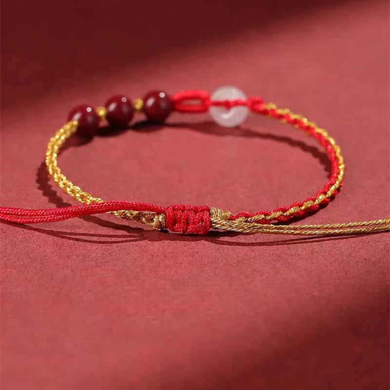 Cinnabar Jade Bracelet with Peace Buckle for Calm & Blessing