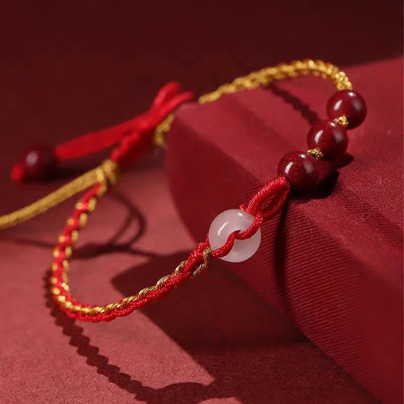 Cinnabar Jade Bracelet with Peace Buckle for Calm & Blessing