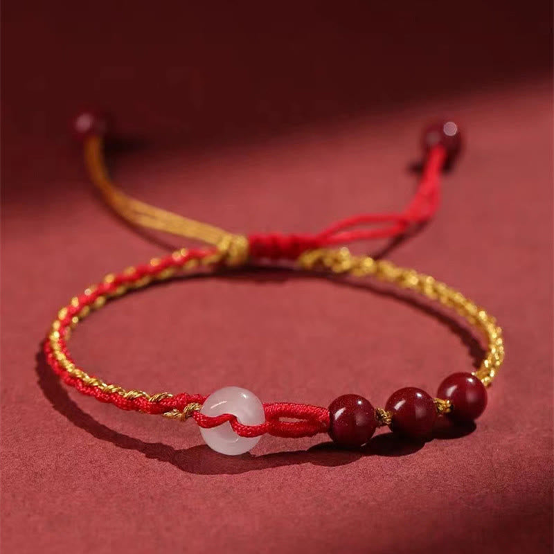 Cinnabar Jade Bracelet with Peace Buckle for Calm & Blessing