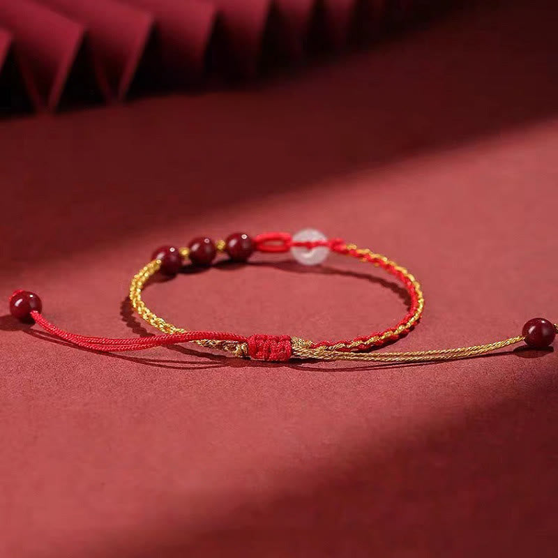 Cinnabar Jade Bracelet with Peace Buckle for Calm & Blessing