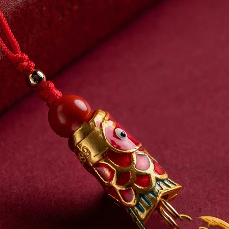 Cinnabar Koi Fish Charm Phone Hanging for Wealth & Luck