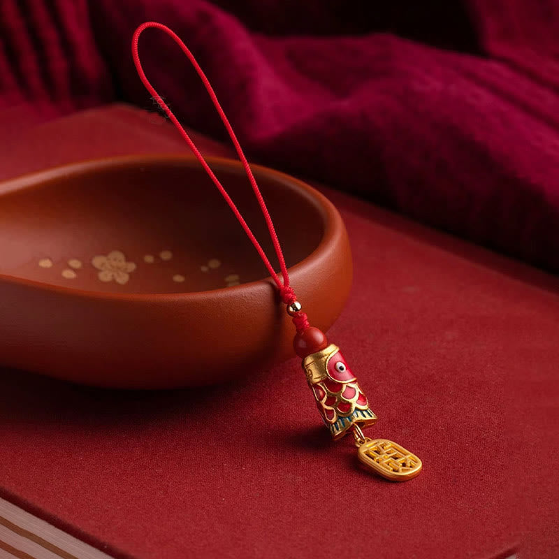 Cinnabar Koi Fish Charm Phone Hanging for Wealth & Luck