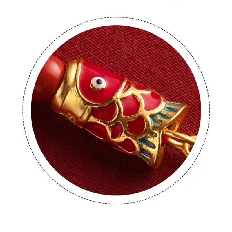 Cinnabar Koi Fish Charm Phone Hanging for Wealth & Luck