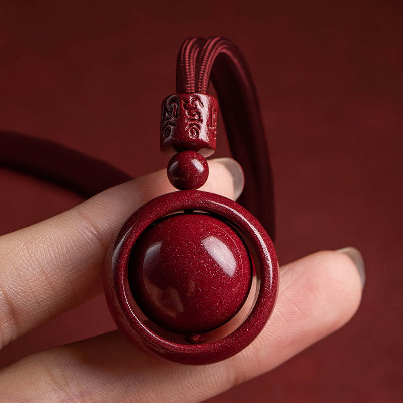 Cinnabar Om Mani Padme Hum Necklace for Blessing & Luck