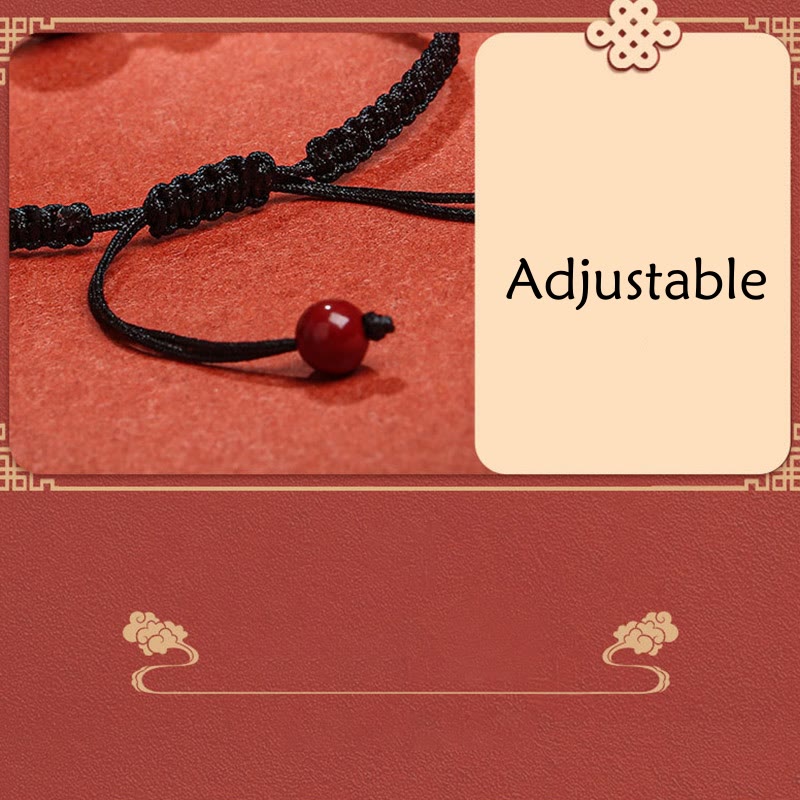 Cinnabar Peace Buckle Bracelet with Red String for Protection & Blessings
