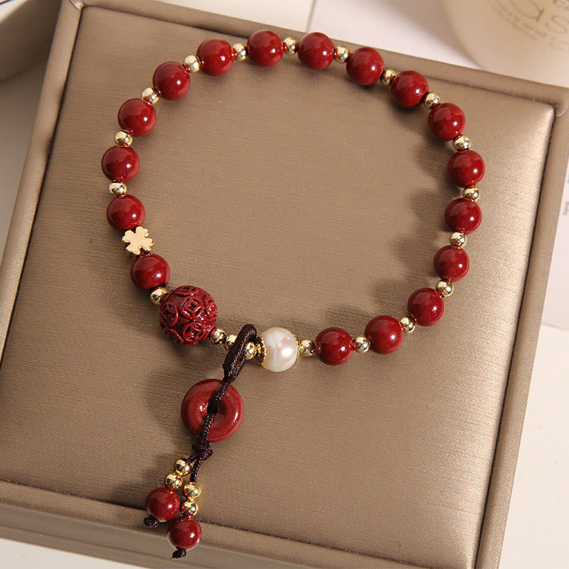 Cinnabar Peace Buckle Copper Charm Blessing Bracelet