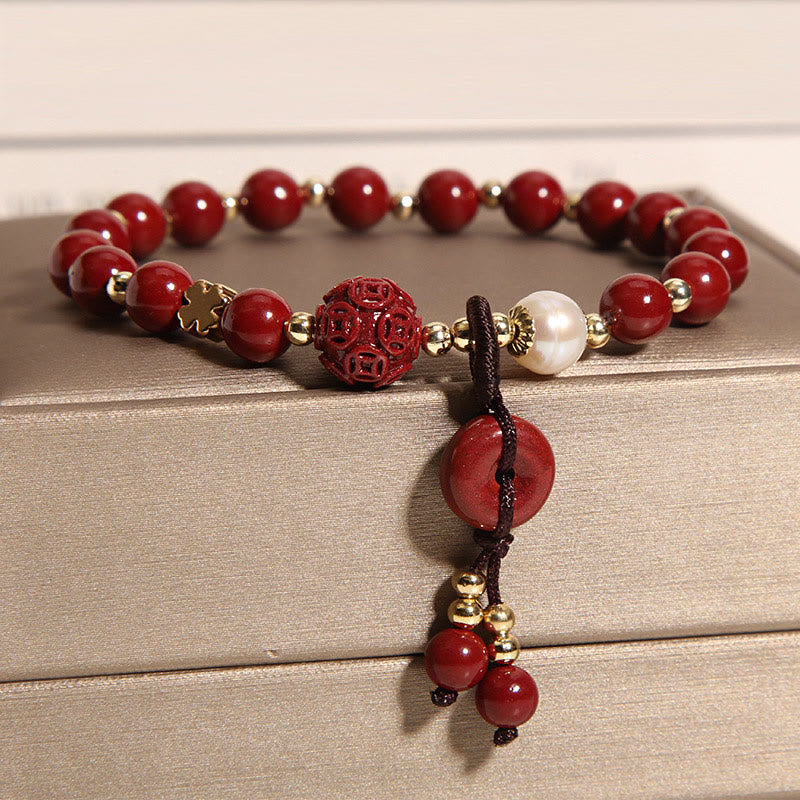 Cinnabar Peace Buckle Copper Charm Blessing Bracelet