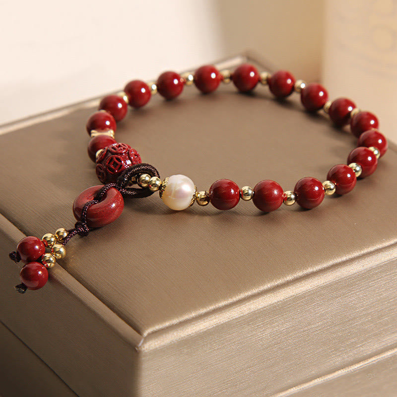 Cinnabar Peace Buckle Copper Charm Blessing Bracelet