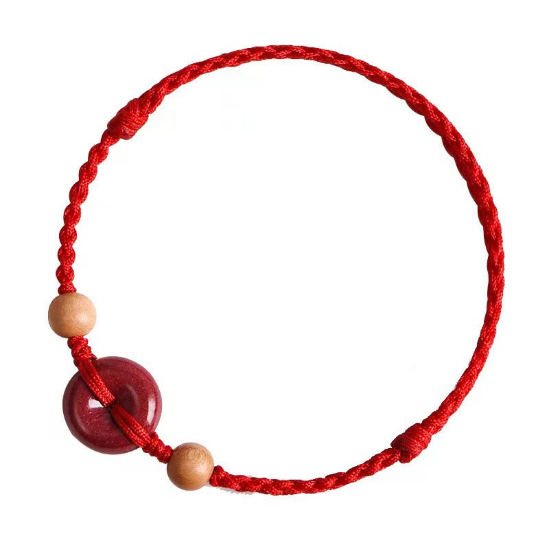 Cinnabar Peach Wood Peace Buckle Bracelet | Harmony & Wealth