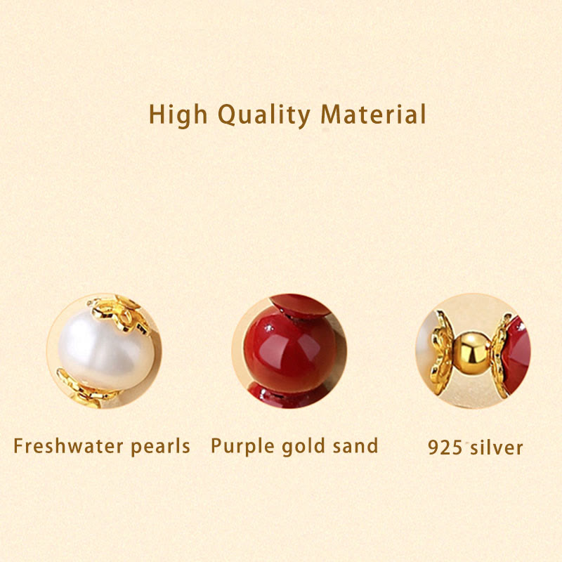 Cinnabar Pearl Blessing Jewelry Set in 925 Sterling Silver