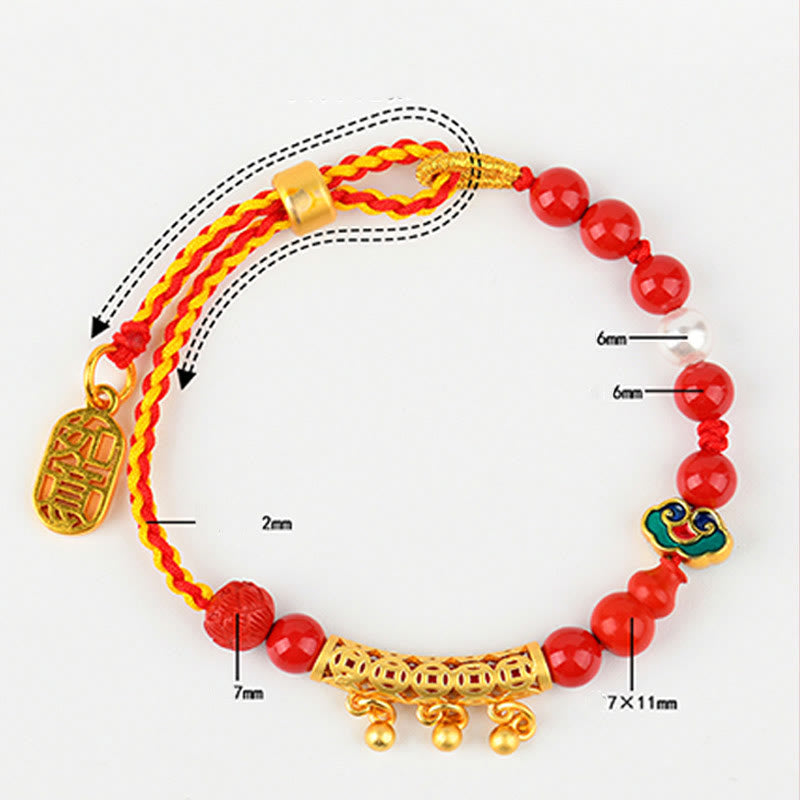 Cinnabar Red String Bell Ruyi Calm Bracelet