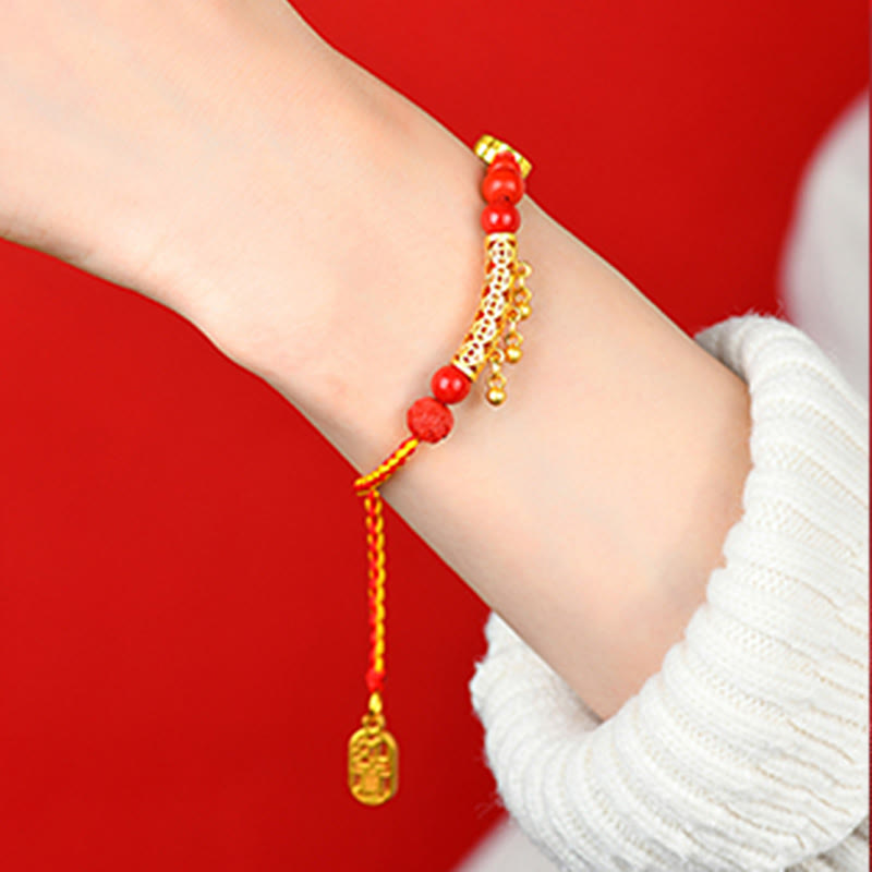 Cinnabar Red String Bell Ruyi Calm Bracelet