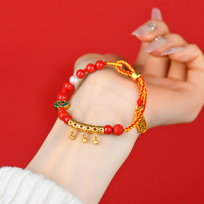 Cinnabar Red String Bell Ruyi Calm Bracelet