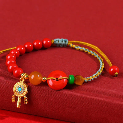 Cinnabar String Peace Buckle Evil Eye Bracelet Unisex