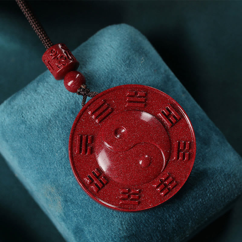 Cinnabar Yin Yang Bagua Blessing Necklace for Calm & Balance