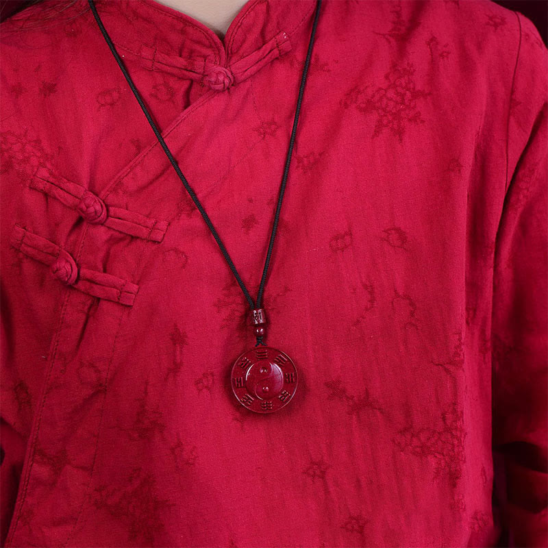 Cinnabar Yin Yang Bagua Blessing Necklace for Calm & Balance