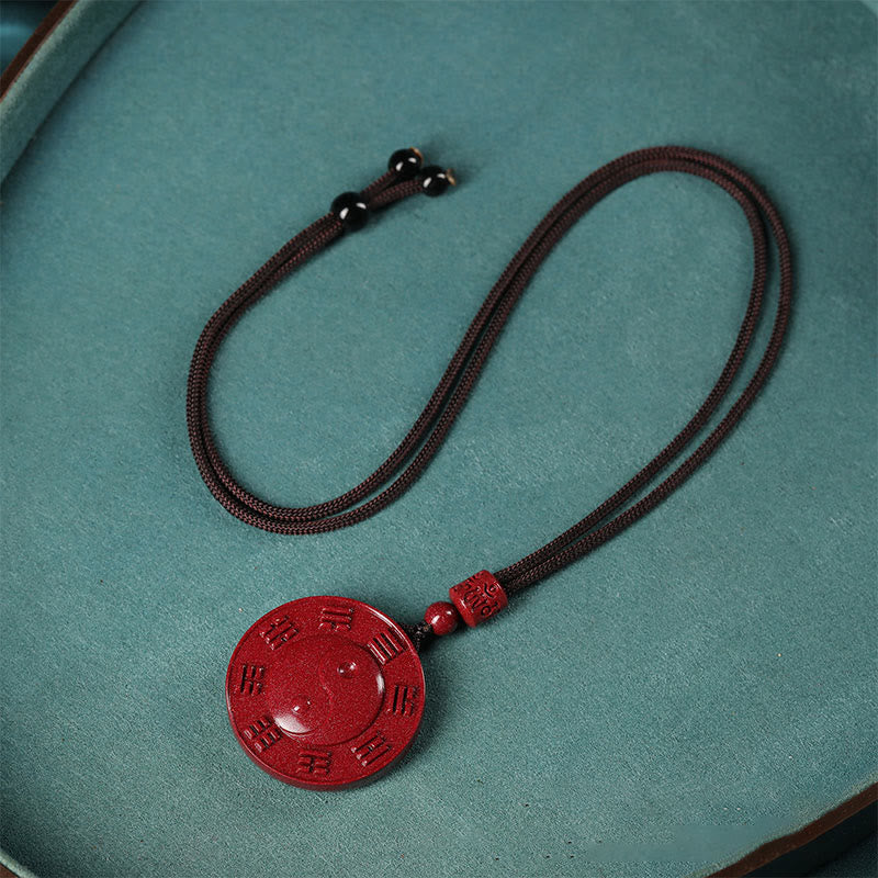 Cinnabar Yin Yang Bagua Blessing Necklace for Calm & Balance