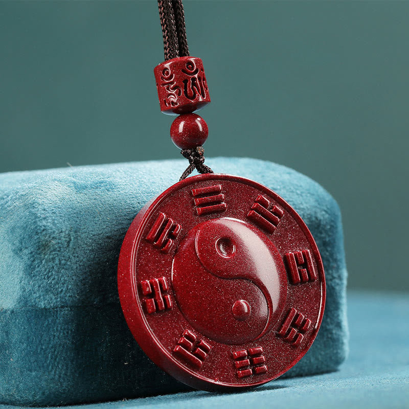 Cinnabar Yin Yang Bagua Blessing Necklace for Calm & Balance