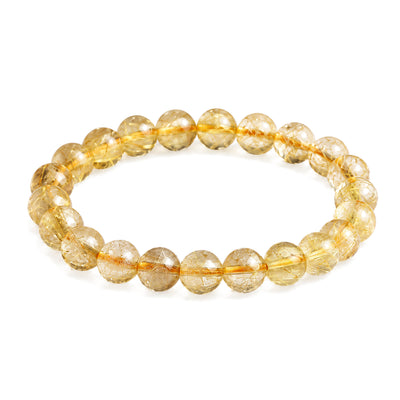 10mm Citrine Bracelet for Happiness & Prosperity, on a white background