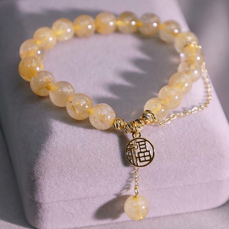 Citrine Bracelet with Fu Character for Happiness & Prosperity