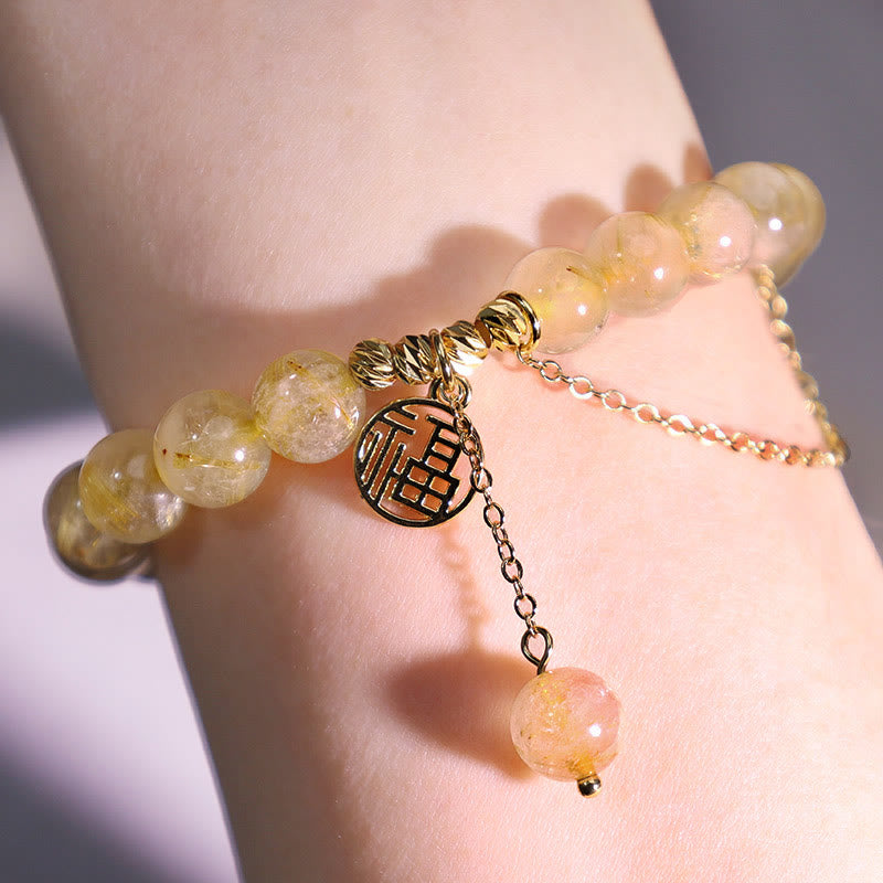 Citrine Bracelet with Fu Character for Happiness & Prosperity