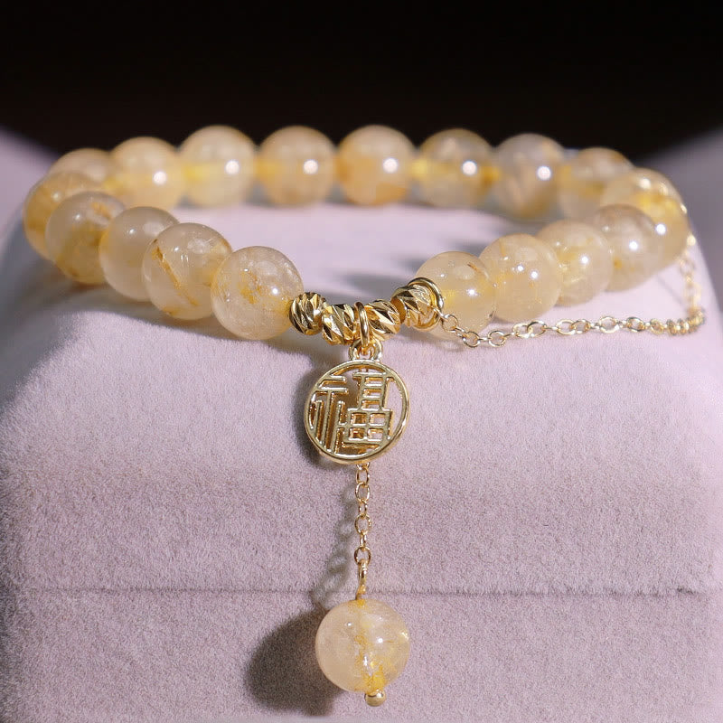 Citrine Bracelet with Fu Character for Happiness & Prosperity