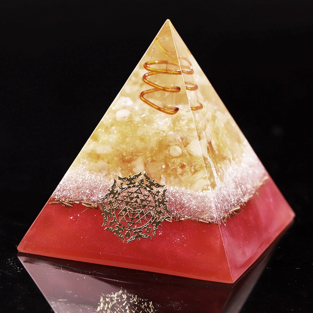 Citrine Orgone Pyramid for Manifestation and Harmony