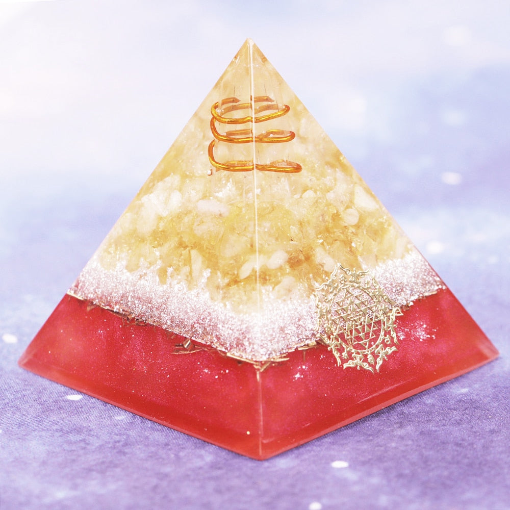Citrine Orgone Pyramid for Manifestation and Harmony
