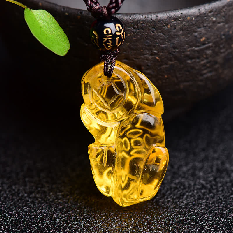 Citrine PiXiu Necklace | Feng Shui Wealth Pendant
